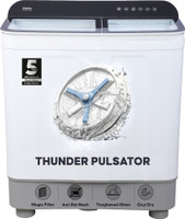 Haier 10.5 kg Thunder Pulsator, Toughened Glass Lid, Oxyi Dry, Magic Filter & Castor Wheels Semi Automatic Top Load Washing Machine White(HTW105-178BLN)