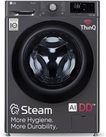 LG 9 kg 5 Star with AI Direct Drive, 6 Motion, Inverter Direct Drive, Steam and Wi-Fi Enabled Fully Automatic Front Load Washing Machine with In-built Heater Black(FHP1209Z5M)