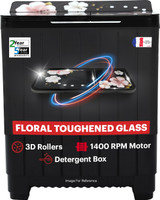 Thomson 8 kg 5 Star Aqua Magic Grande Series with Floral Toughened Glass and Double Waterfall Semi Automatic Top Load Washing Machine Black, Grey(TSG8000)