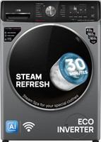 IFB 8 kg 5 Star with Steam Refresh Program, 9 Swirl wash, Eco Inverter, Powered by AI with WiFi Fully Automatic Front Load Washing Machine with In-built Heater Silver, Black(SENATOR PLUS MSC 8014 SSL)