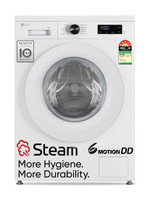 LG 7 kg 5 Star, Allergen free with Steam, Inverter Direct Drive - Less vibration, less noise, 6 Motion Direct Drive, Touch Panel, 1200 RPM, Essence Fully Automatic Front Load Washing Machine with In-built Heater White(FHB1207Z2W)