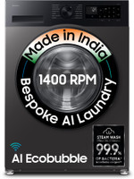 Samsung 9 kg 5 Star, AI Ecobubble, Super Speed, Wi-Fi, Hygiene Steam, Digital Inverter Motor Fully Automatic Front Load Washing Machine with In-built Heater Grey(WW90DG5U24AXTL)
