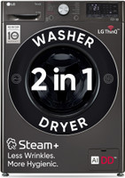 LG 11/7 kg Washer with Dryer AI Direct Drive Technology, Wi-Fi Enabled , Reduce allergens & wrinkles with Steam+ cycles, TurboWash Ready to Wear Clothes, Optimal wash for different fabrics & In-built Heater Black, Grey(FHD1107STB)