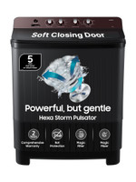 Samsung 8 kg 5 Star, Soft Closing Door, Hexa Strom Pulsator Semi Automatic Top Load Washing Machine Grey(WT80F4560RD/TL)
