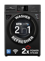 IFB 8 kg with 9 Swirl Wash, 2x Power Steam, 30 Min Steam Refresh Program, Eco Inverter Motor, WiFi Enabled, DeepClean Powered by Ai Fully Automatic Front Load Washing Machine with In-built Heater Black(SENATOR BXN 8012/SENATOR BXN 8012 CMS)