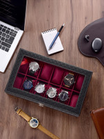 WATCHHUT Special Men's and Women's Watch Box Transparent Organiser Case in Tran Watch Box(Black, CHERRY, Holds 12 Watches)