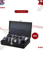 SHOPLX Young Gen Men's and Women's Watch Box Holder Organizer Case in Black color Watch Box(Black, GRAY, Holds 12 Watches)