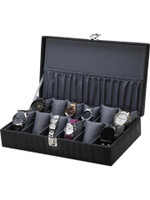 SHOPLX New Men's and Women's Watch Box Holder Organizer Case in Black color Watch Box(Black, GRAY, Holds 12 Watches)