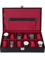 WATCHHUT Watch Case For Men & Women, Watch Storage Box, Watch Organizers Case Watch Box(Red, Black, Holds 12 Watches)