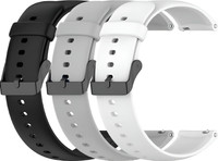 TRENDINGVIEW Soft Silicone 22mm Belt Strap for Smartwatches with Black Buckle (Pack of 3) 22 mm Silicone Watch Strap(Black , Grey & white)