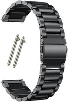 MOBRISTA 20mm Stainless Steel Chain Watch Strap with Magnetic Buckle 20 mm Metal Watch Strap(Black)