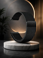 saba enterprissess Black Metal Mesh Magnetic Strap 22mm 22 mm Metal Watch Strap(Black)