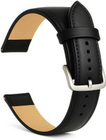 RStraps 22mm Classic Black Genuine Leather Watch Strap Belt for Men Replacement Band 22 mm Genuine Leather Watch Strap(Black)