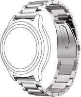 ACCZONE 22MM Heavy Metal Chain Strap with Secure Lock Technology Compatible 22 mm Metal Watch Strap(Silver)