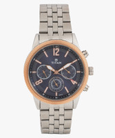 Titan NQ1734KM01 Titan Workwear Multifunction Blue Dial Silver Stainless Steel Strap Analog Watch  - For Men