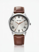 Titan Titan Karishma Silver Dial Brown Leather Strap Analog Watch  - For Men