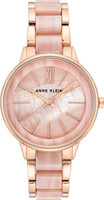 Anne Klein NDAK1412PKRG Anne Klein Pink MOP Dial Rose Gold & Pink PlasticStrap Analog Watch  - For Women