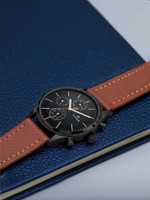 Titan NQ1805NL01 Titan Workwear Multifunction Black Dial Brown LeatherStrap Analog Watch  - For Men