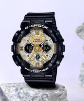 CASIO GMA-S120GB-1ADR G-SHOCK Women Gold-Silver Dial Black Resin Strap Analog-Digital Watch  - For Women