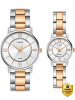 TIMEX Round 35mm Silver Dial Analog Watch  - For Couple
