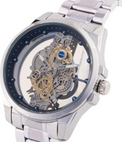 LEATHERTONE SKELETON_ROUND_SILVER GLOWME analog watch for men. Analog Watch  - For Men