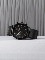 Titan Titan Neo Black & Gold Multifunction Black Dial Black SS Strap Analog Watch  - For Men