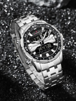 NAVIFORCE Versatile combination of Silver strap and Black dial Analog-Digital Watch  - For Men