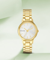 SONATA NP8096YM06 Sonata EStainless Steelentials White Dial Gold Stainless Steel Strap Analog Watch  - For Women