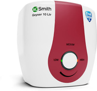 AO Smith SGS-GREEN-010 10 L Storage Water Geyser | 3kW | Vertical | 33% faster heating | Designed for high rise buildings with 8 bar pressure rating | Longer life in hard water conditions with Blue Diamond glass lined tank | BEE 5-star rating for superior energy efficiency and power savings | Free I