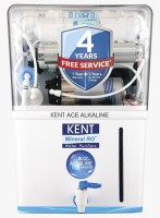 KENT Ace Extra/ Ace Alkaline 8 L RO + UV + UF + TDS Control + Alkaline + UV in Tank Water Purifier Suitable for all - Borewell, Tanker, Municipality Water(White)