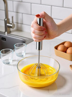 CREW4 CREW4 Hand Push Whisk Blender Semi-Automatic Whisk Mixer Egg Steel Spiral Whisk