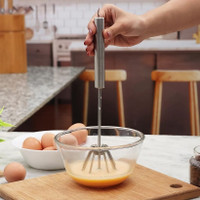 DeoDap Stainless Steel Mixi Hand Blender | Manual Egg Beater | Lassi & Buttermilk Maker Stainless Steel Cage Whisk