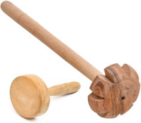 Shine Shopping Wooden Mathani, Mixer,Hand Blender(Saag/Dal/Lassi Ghotni) Kitchen Tool Set Wood Spiral Whisk(Pack of 2)