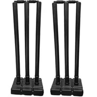 ARYANFITNES Plastic Stump Set Color Black Material Plastic with 6 Stumps 4 Bails and 2 Base(Black)