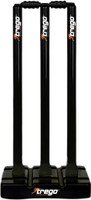 Trego Full Size Plastic Cricket Stumps Set, 3 Stumps 2 Bails 1 Stand, Wickets(Black)