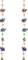 KUBER INDUSTRIES Handcrafted Elephant Door Latkan with Bells| (Multicolor) Plastic Windchime(2 inch, Multicolor)