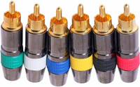BALRAMA 5pc Metal Gold Plated RCA Pin Audio Video Speaker Male Connectors Jack AV Plug Sound Recorder and Sound Circuit Electronic Hobby Kit