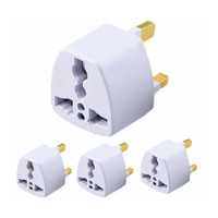 KAVANA India to UK, UAE, Hong Kong (Type G) Travel Adapter Plug - 2 in 1 - 4 Pack Worldwide Adaptor(White)