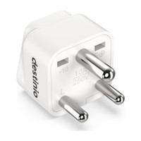 Destinio World to India Type D Multi Plug 2 Socket Universal Travel Worldwide Adaptor(White)