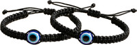 Upharkaro Handmade Evil Eye Protection Black Dhaga Bracelet Pair – Adjustable Men & Women(Black, Pack of 2)