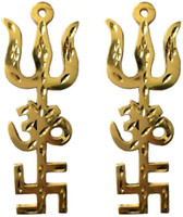 Fellix Swastik Om Trishul Trishakti Yantra / Brass 6 inch (Pack Of 2 ) Brass Yantra(Pack of 2)