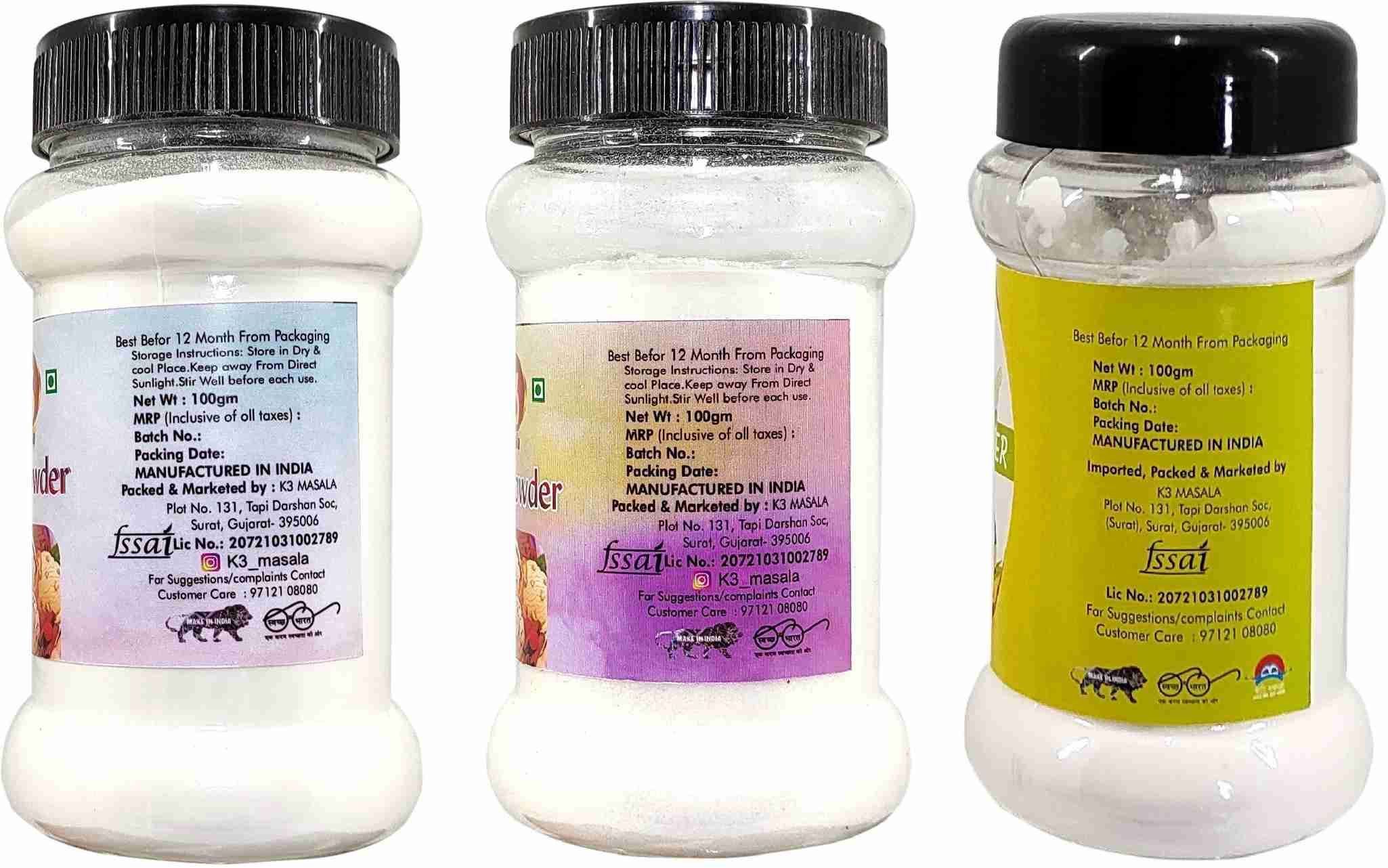 K3 Masala Ice cream Powder Combo of CMC Powder, GMS Powder,Cornflour Powder Carboxymethyl