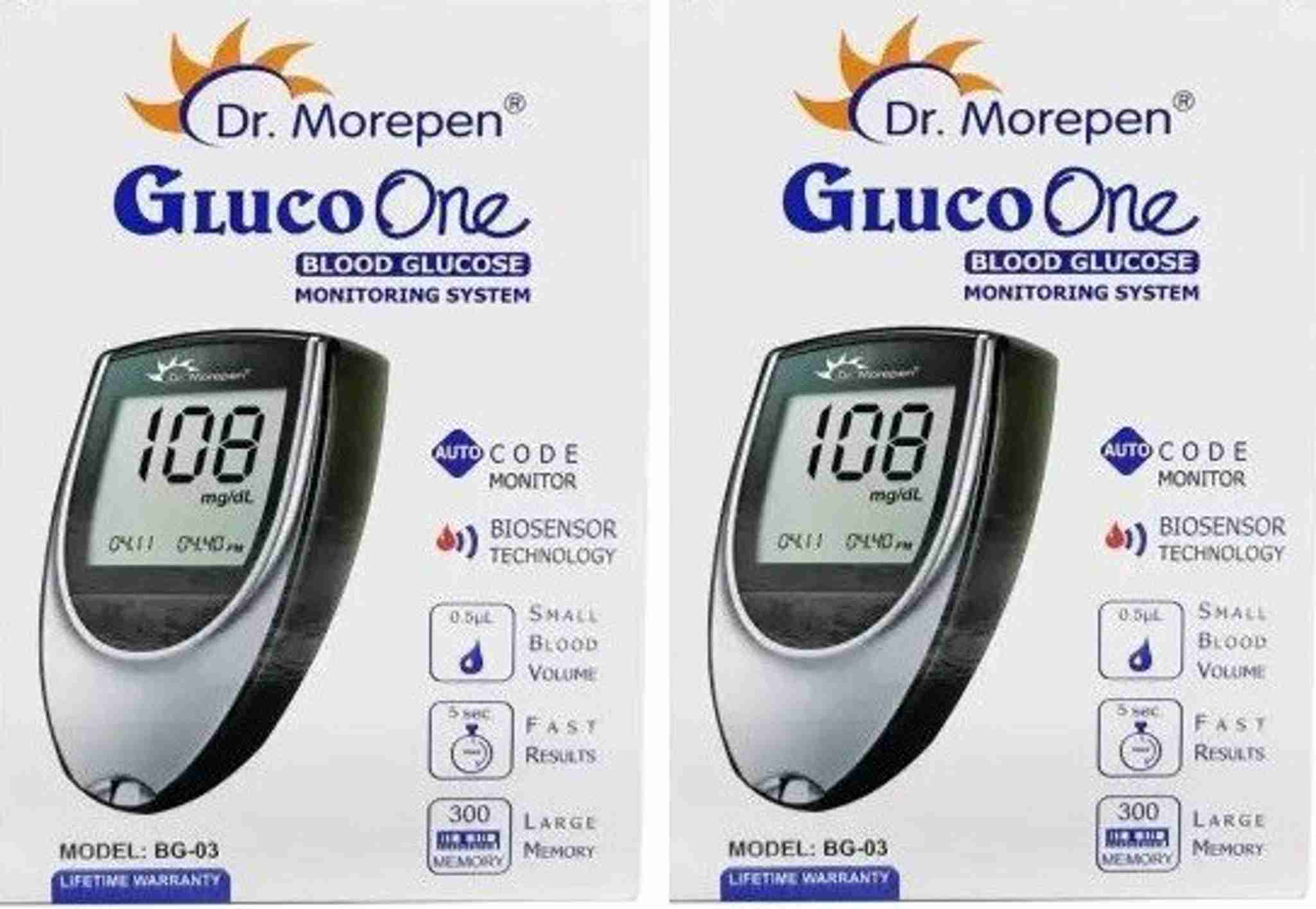 Dr. Morepen Gluco One Blood Glucose machine bg03 meter only pack 2