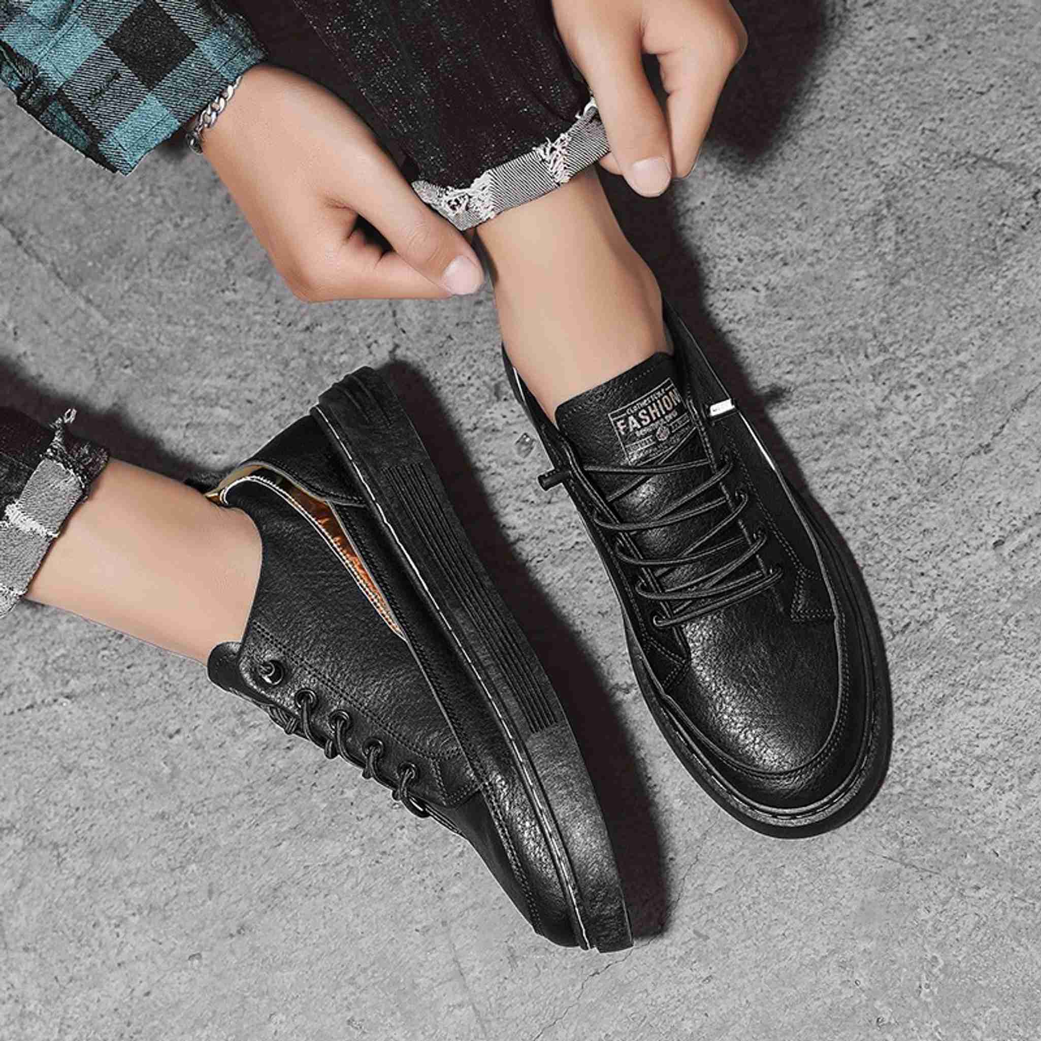 numenzo black canvas rubber sneakers for men