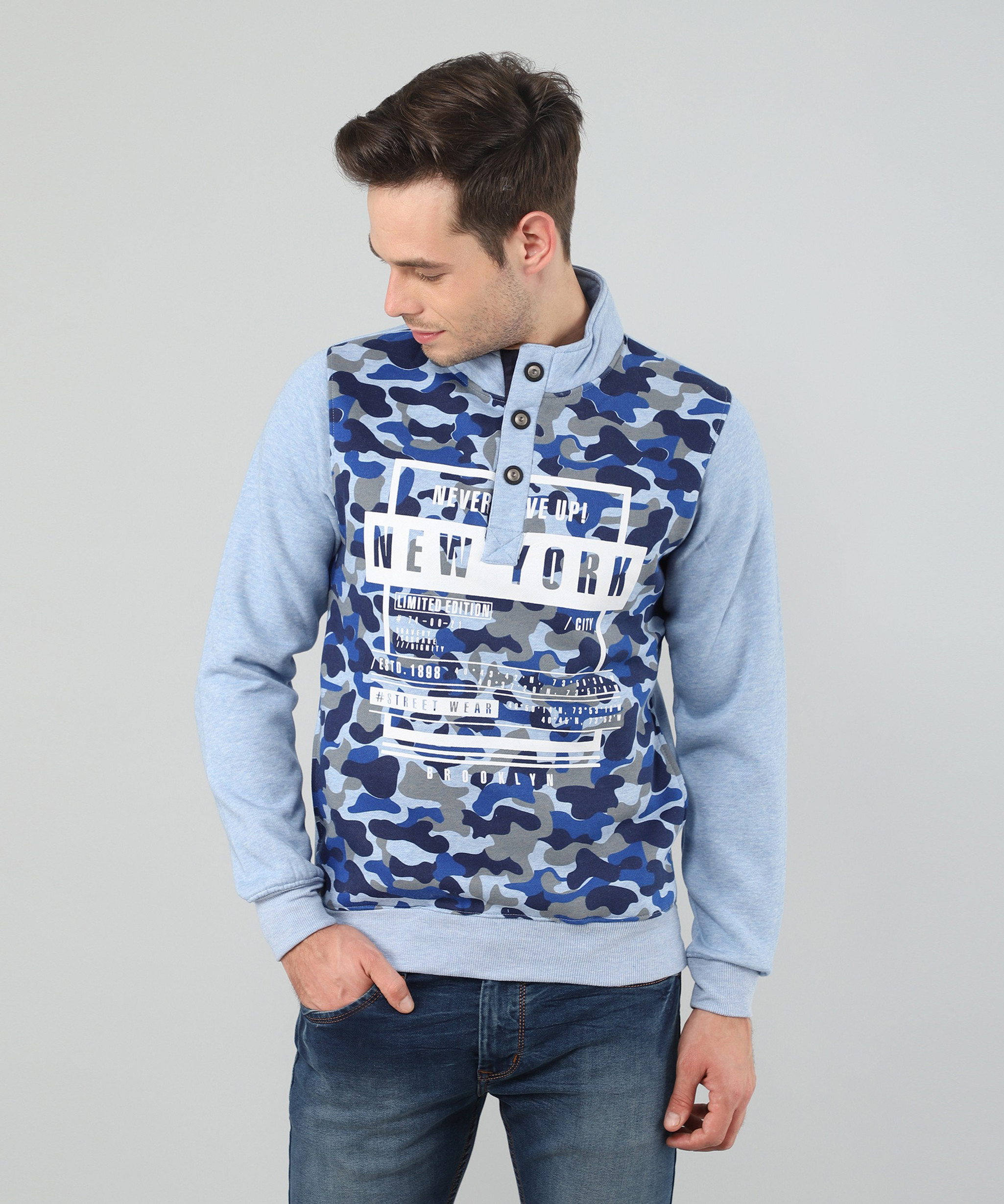 Sleeve Printed Men Sweatshirt 