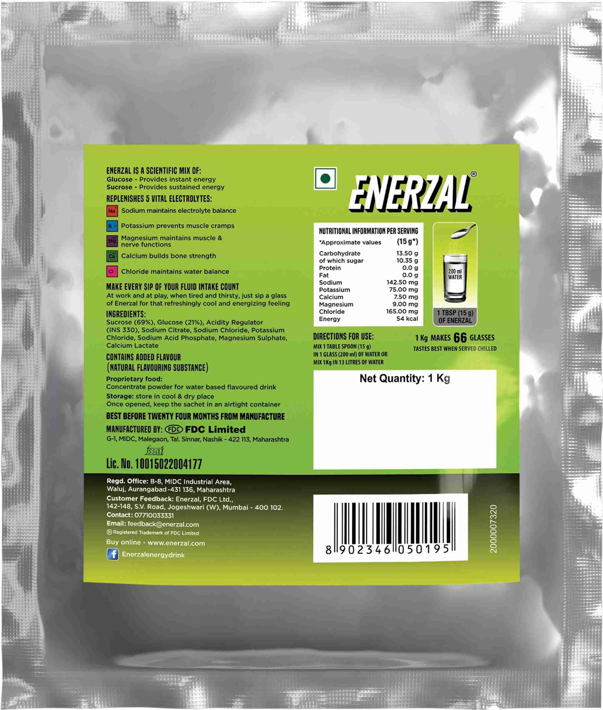 Enerzal Energy Drink Powder Lime Flavour (Pack) 1 Kg Energy Drink Price