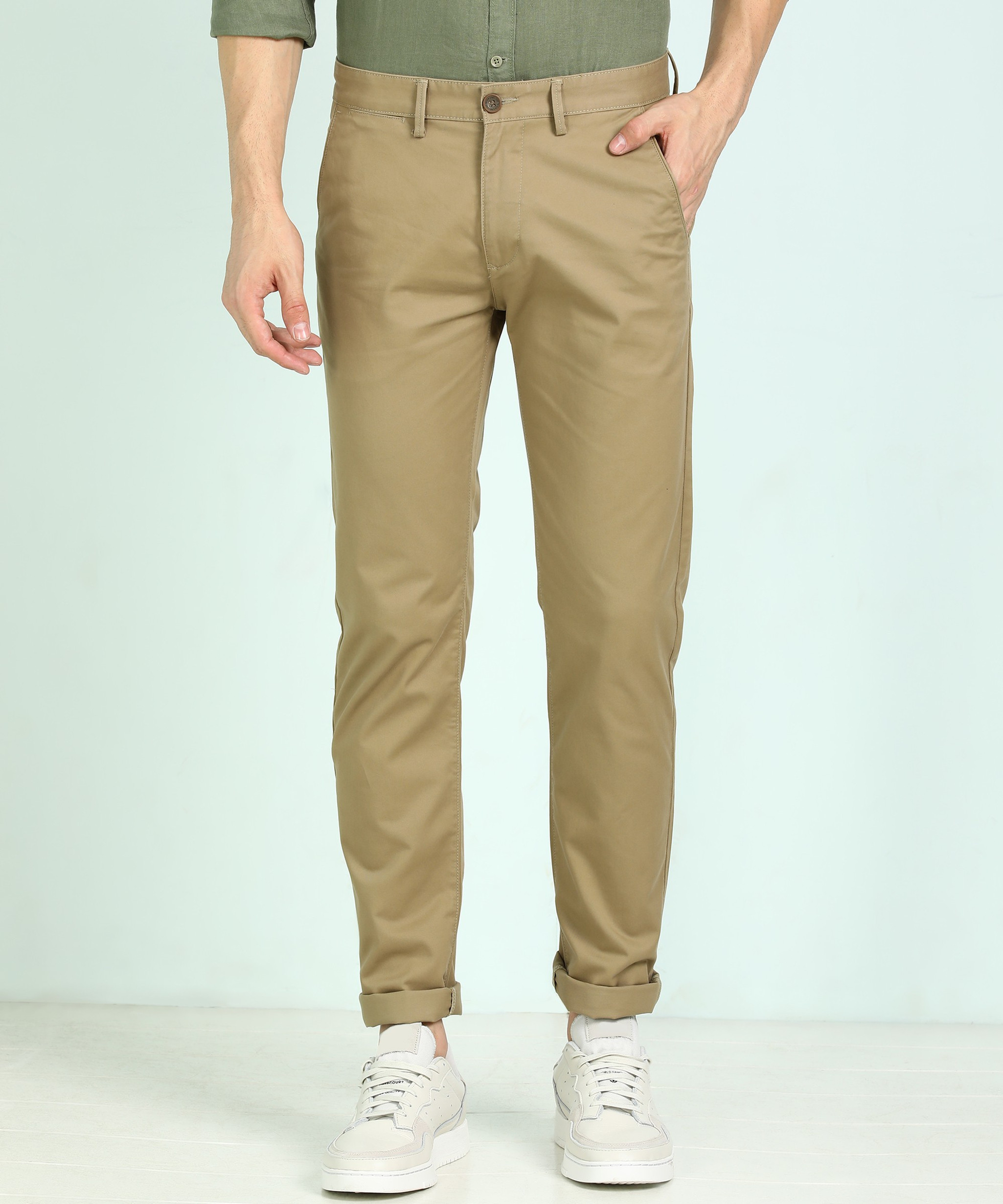 Slim Fit Men Khaki Trousers 