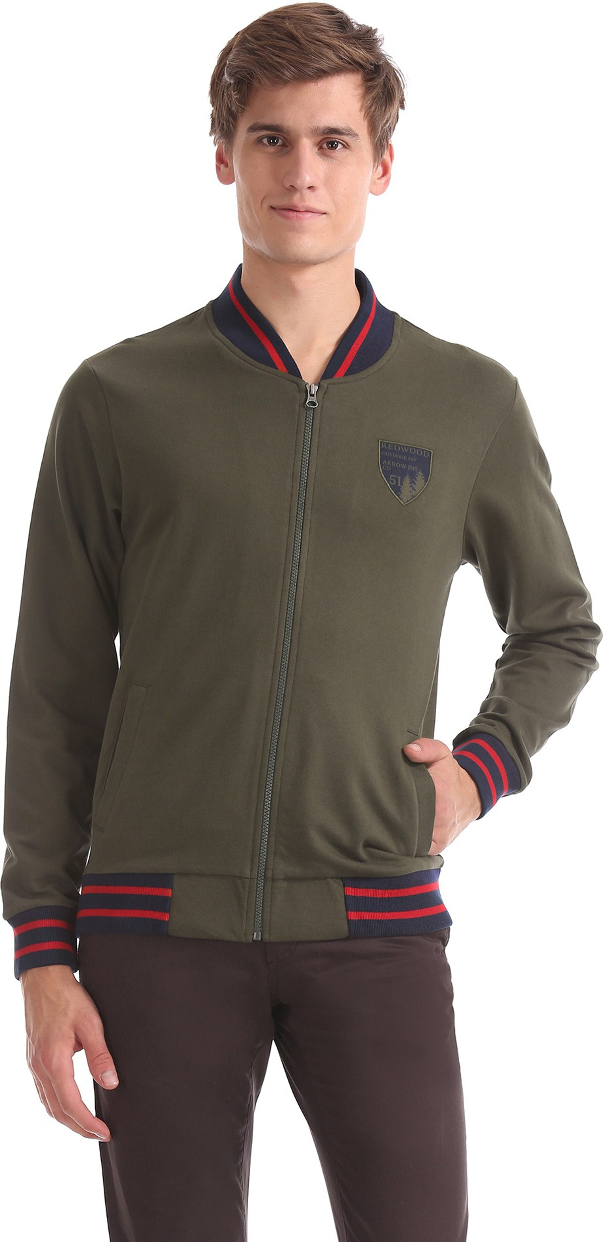 Sleeve Solid Men Sweatshirt 
