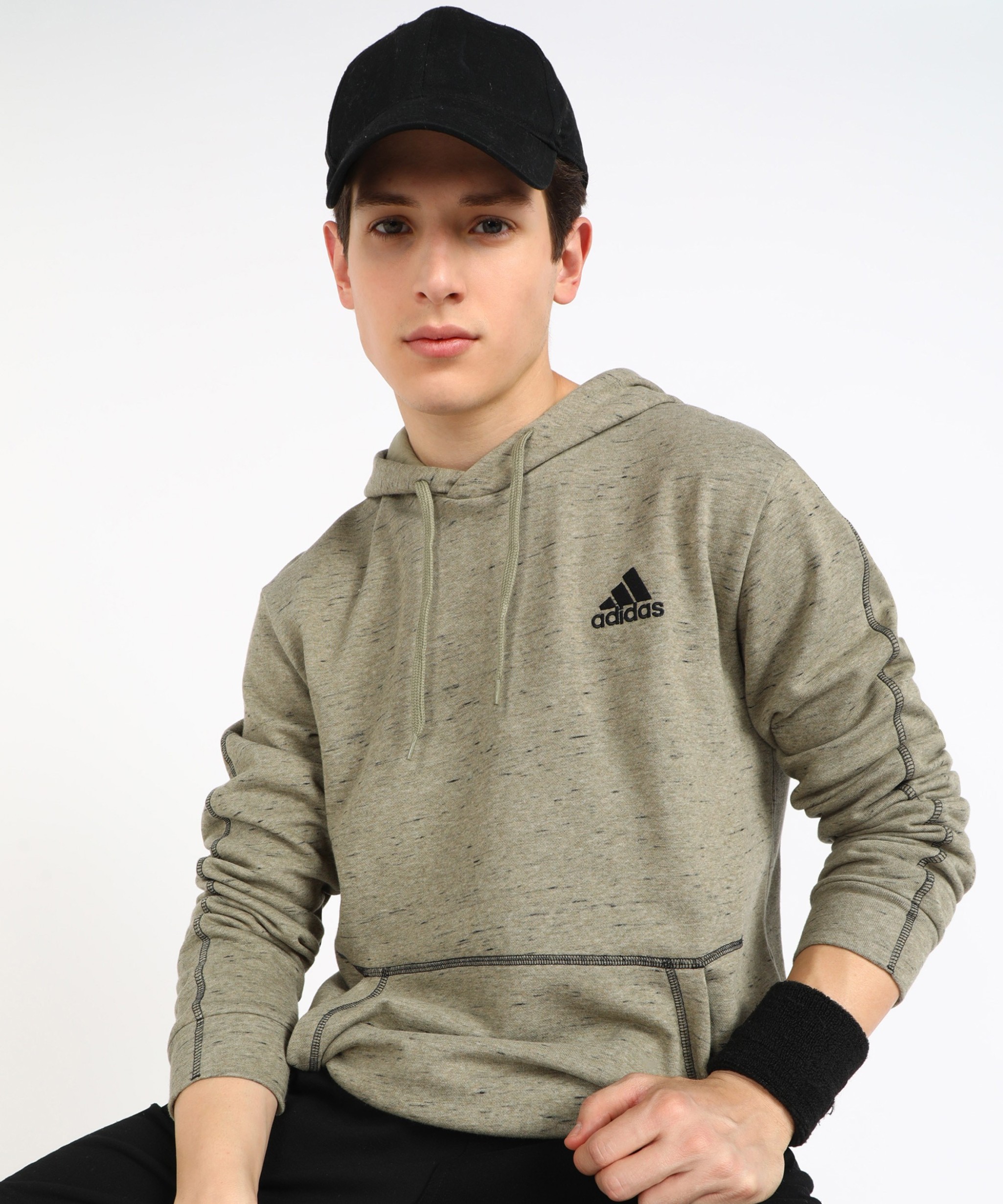 adidas full sleeve self design men sweatshirt