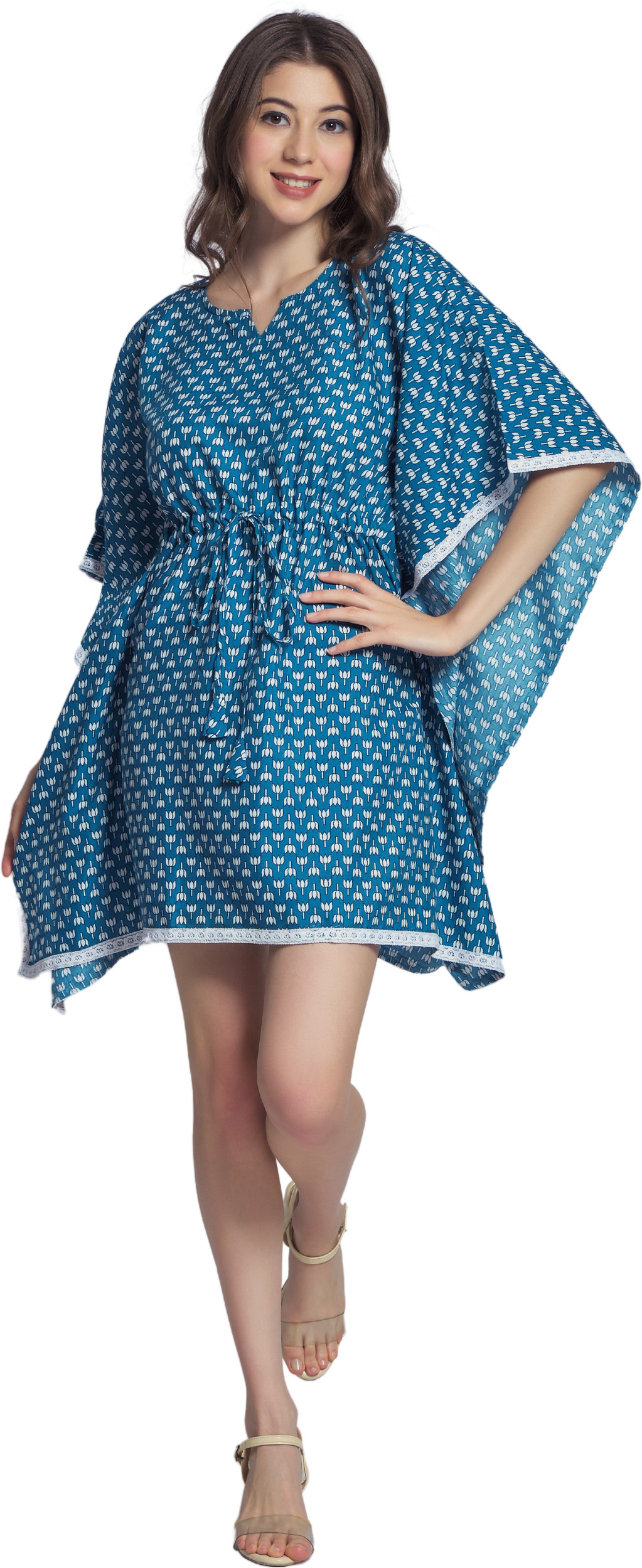 Printed Cotton Rayon Blend Women Kaftan 